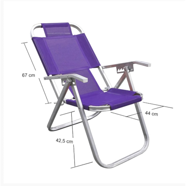 Cadeira de Praia Reclinável Ipanema Extra Alta Roxa CAD0668 Botafogo-352d8c7a-5800-4a85-9342-9a37b8214426