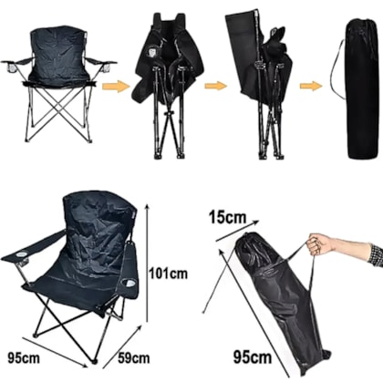 Cadeira Dobrável Preta c/ Apoio de Braço e Porta Copos 327971 Kala-5602e6af-9e19-4f02-a022-7aef16d1d839