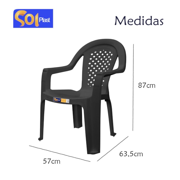 Cadeira Poltrona Jacarecica 152kg em Polímero Preta Solplast-49bc4514-46fc-44a1-af88-20d3729b1cae