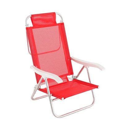 Cadeira Reclinável Sunny Alumínio 6 Posições Vermelha 063004 Belfix