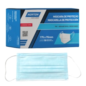 Caixa com 50 Máscara Descartáveis TNT 3 Camadas 175 X 95 mm Norton