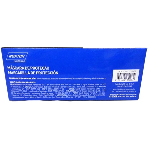 Caixa com 50 Máscara Descartáveis TNT 3 Camadas 175 X 95 mm Norton-4328683f-fbd6-415d-9071-211088777613
