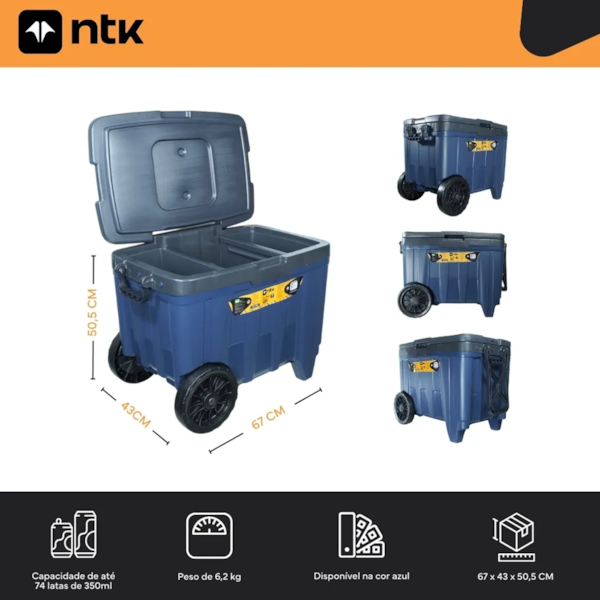 Caixa Térmica Ice Box Cross 54L em Polipropileno Com Rodinhas Azul e Cinza 560455-CZAZ Nautika-0e4981e1-7580-4de2-bd1f-0332bd18f194