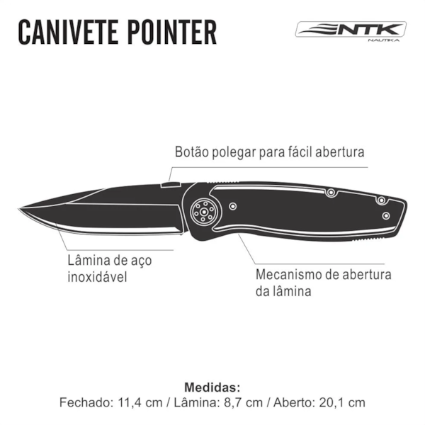 Canivete Tático Pointer Inox Camping Pesca 320260 Nautika-deceb849-c6d1-4679-a3bc-7aeeb5b80d24