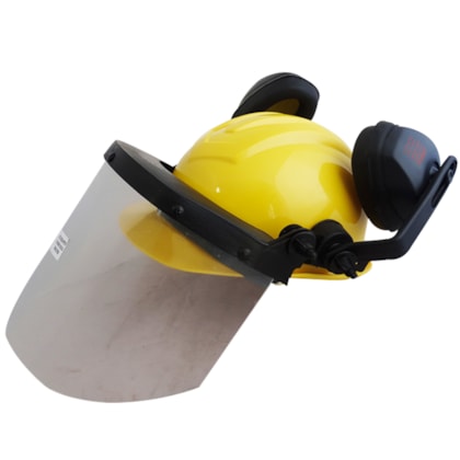 Capacete Amarelo Acoplado Com Protetor Facial E Abafador Ledan-b4250b3d-3669-4033-b2b2-161f8ae0a63f