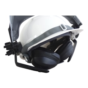 Capacete Branco Acoplado Com Protetor Facial E Abafador Ledan