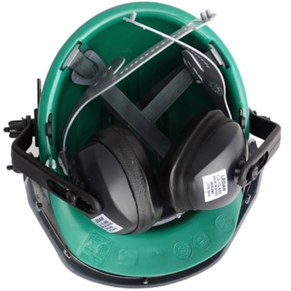 Capacete Verde Acoplado Com Protetor Facial E Abafador Ledan-79dc4609-a951-4389-833d-b59dc14fc4e8