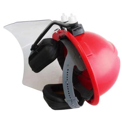 Capacete Vermelho Acoplado Com Protetor Facial E Abafador Ledan-8c975f35-7959-4613-80f9-2801284cd61e