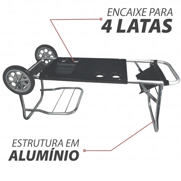 Carrinho De Mesa P/ Praia em Alum. Cor Preto Com Avanço e Bolsa de Utensílios 70449907 Bel-200dce4c-1742-4acd-911e-9e88f90e3a21
