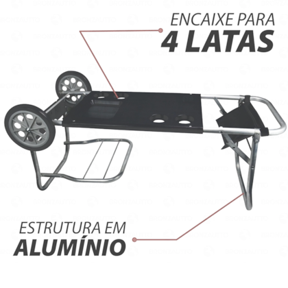 Carrinho De Mesa Para Praia Alumínio Preto Com Avanço e Bolsa de Utensílios 70449907 Bel-7b974082-344e-484b-8f81-75f253058711