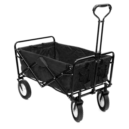 Carrinho de Transporte Wagon Dobrável Camping 68kg em Aço e Poliéster Preto 303200 Nautika