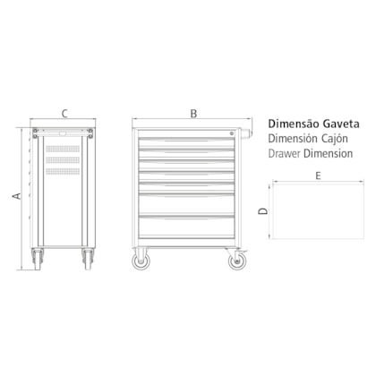 Carrinho fechado para Ferramentas 8 Gavetas 44950/717 115 Peças Tramontina PRO-dfae7fea-1085-4412-bb17-551b17459ba9