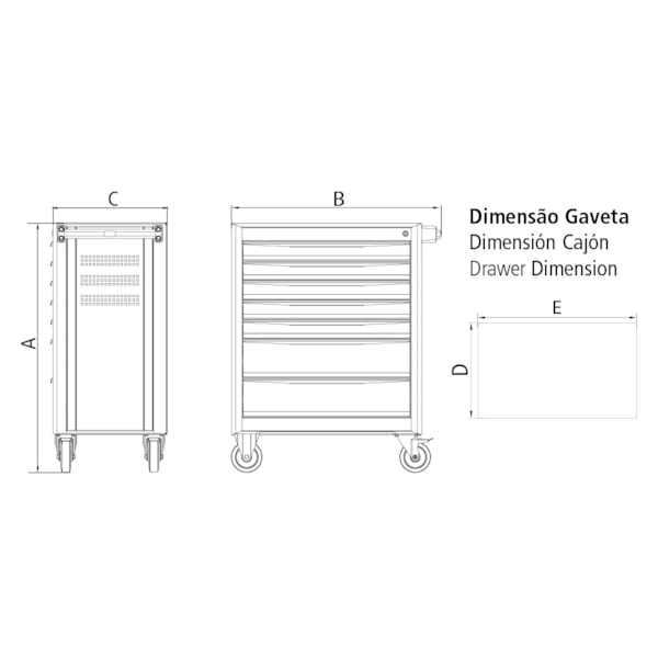 Carrinho fechado para Ferramentas 8 Gavetas 44950/717 115 Peças Tramontina PRO-384ac896-1d58-49e3-bc45-5150a23b7ef6
