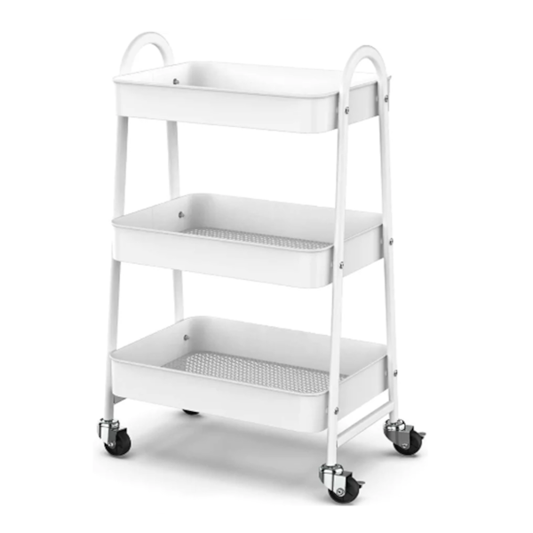 Carrinho Organizador Metal Branca 3 andares GH209 Globalmix-59f1722d-4d3e-404a-8540-4e87c550e5c0
