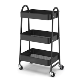 Carrinho Organizador Metal Preta 3 andares GH210 Globalmix