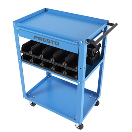 Carrinho para Ferramentas Aberto com Gaveta e Caixa Plástica - Presto-2dabe581-74ae-4b27-8f6b-692e7763cb65