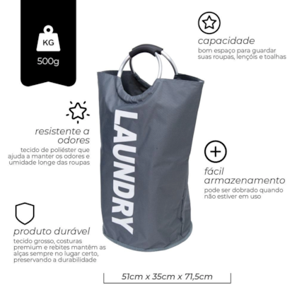 Cesto Lavanderia Cinza Alça 7440 Mimo Style-7b69b1cc-43e5-476c-8fde-041e7dcea45e