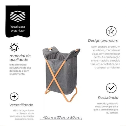 Cesto Lavanderia Cinza Bambu 7620 Mimo Style-26bf1f4c-eac7-4ca9-afc7-26c3b68bc85a