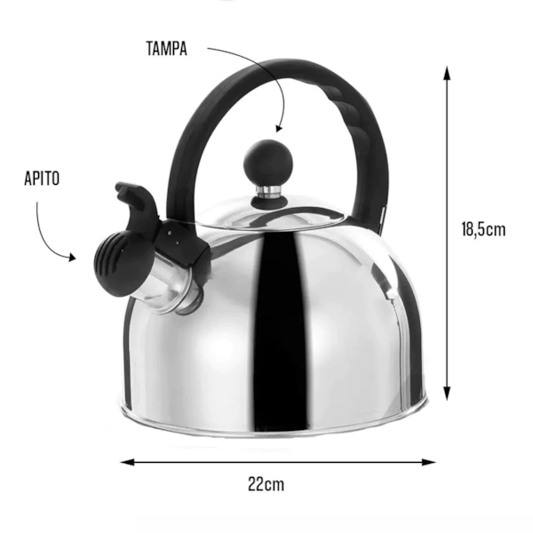 Chaleira Apito 2 Litros Aço Inox Indução - 3545 Mimo Style-a1bc130e-0486-4488-92b0-d1ec82949788