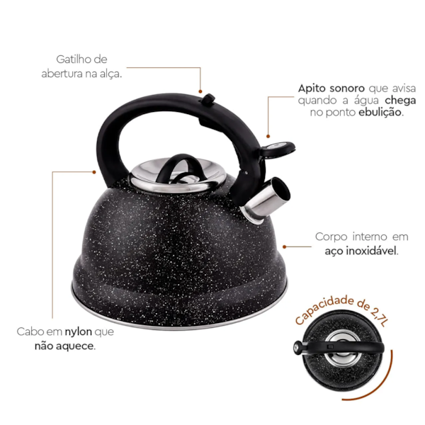 Chaleira Com Apito Linha Roma Preto Marble 2,7L 4875514 Brinox-9900dc04-eda1-41e3-967b-fe45cab61647