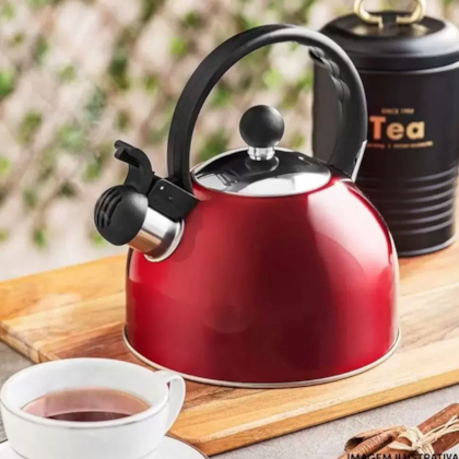 Chaleira de Indução Vermelha em Inox com Apito 2L CHLR-018 Hauskraft-67b5c850-6d13-4661-ad4f-d278bc47e02d