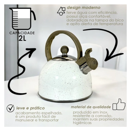 Chaleira Inox Cerâmica Com Apito 2,0L Indução Mármol 9449 Mimo Style-eb2907fb-6843-4132-bc9f-a642db085e35