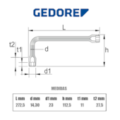 Chave Biela Torx GTX 18,45mm p/ Perfil Hexalobular E20 025412 Gedore