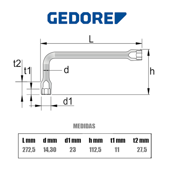 Chave Biela Torx GTX 18,45mm p/ Perfil Hexalobular E20 025412 Gedore-d5f95816-3e57-41e8-955a-443c12be3a51