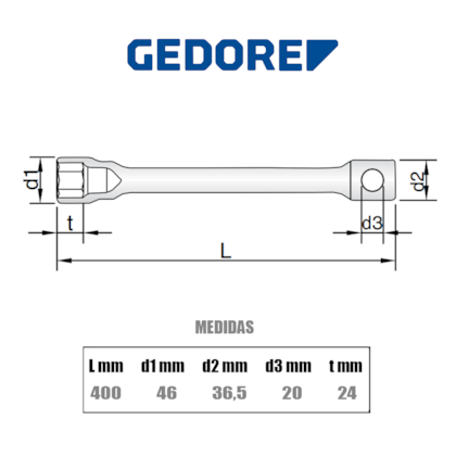 Chave de Roda 30 x 500mm 35B Original Cromado 026230 Gedore -c8c3596f-f6a8-4b7d-a925-8fa3b3862f0e