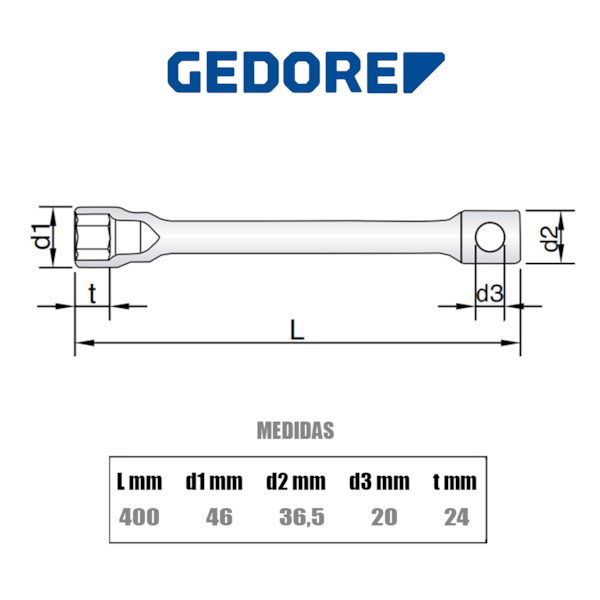Chave de Roda 30 x 500mm 35B Original Cromado 026230 Gedore -2bc906c6-53c0-45c6-99c5-42e17c499c9e