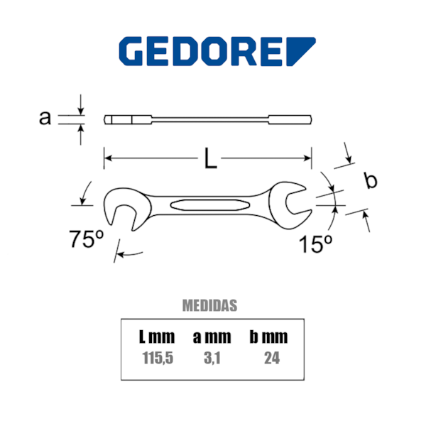 Chave Fixa Mini 8mm x 12mm Cromado 008011 Gedore -ca424ca1-e2e1-4e7a-b8f5-0aa91a72c30a