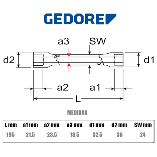 Chave Sextavada Tubular Reforçada 24 x 27mm 026518 Gedore -c8ad00b2-4637-4d2c-a1e7-1dbb75300c7c