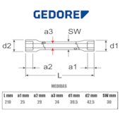 Chave Sextavada Tubular Reforçada 30 x 32mm 026520 Gedore