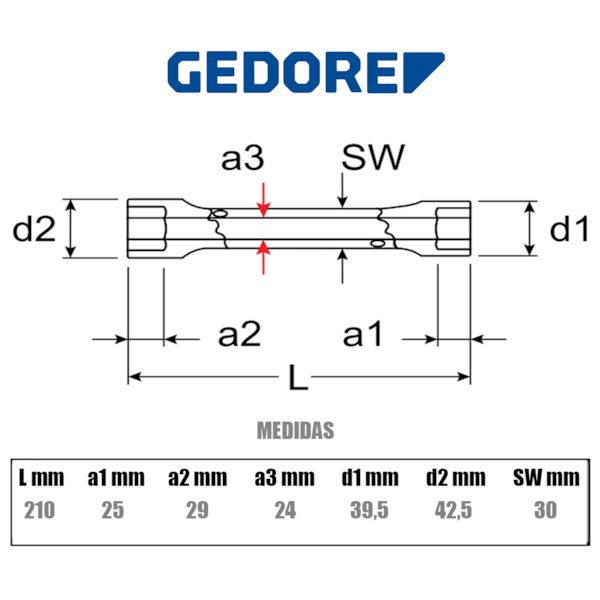 Chave Sextavada Tubular Reforçada 30 x 32mm 026520 Gedore-c29ef4c5-b885-4216-a0ae-f3534f1bdc36