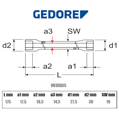 Chave Sextavada Tubular Reforçada 30mm x 27,5mm Original Cromada 026514 Gedore-6aa17dea-a48f-4a10-8356-a9273ed21d31