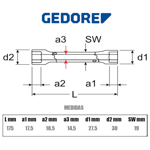 Chave Sextavada Tubular Reforçada 30mm x 27,5mm Original Cromada 026514 Gedore-deb02928-9b9d-42a2-9b05-846be421f169