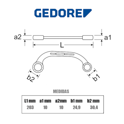 Chave Starter Meia Lua 5/8 x 3/4 Pol. Curva 006054 Gedore -a74ce2c7-3a07-4cbd-875e-566e7174f863