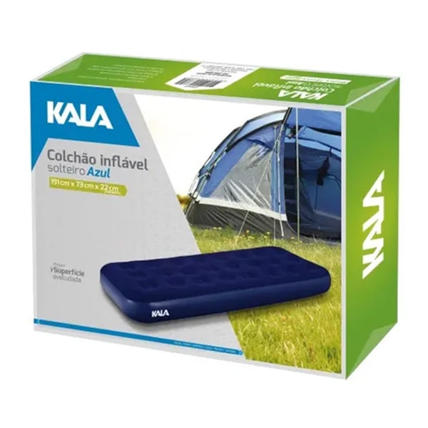 Colchão de Solteiro Inflável 185x76x22cm Azul 279447 Kala-651a4443-a308-47fe-a84b-4d901f488230