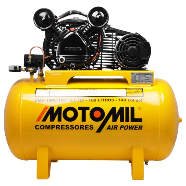 Compressor de Ar 10 Pés 2HP 100L Monofásico 140LBF Motomil-7dd71e02-3fee-4906-ae22-5928f0636726