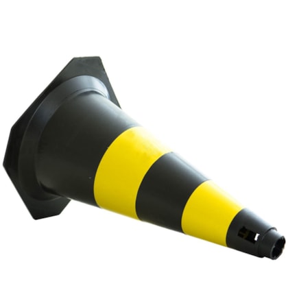 Cone Sinalização Preto e Amarelo 75Cm Plastcor