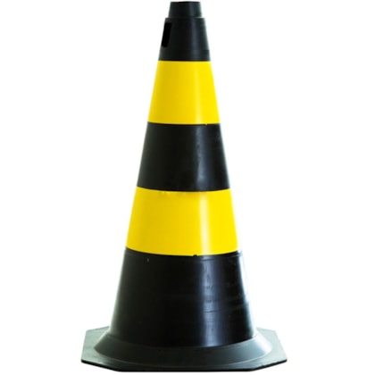 Cone Sinalização Preto e Amarelo 75Cm Plastcor