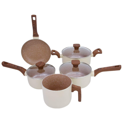 Conjunto de 5 panelas alumínio indução creme pratic cook creme 9455 Mimo style