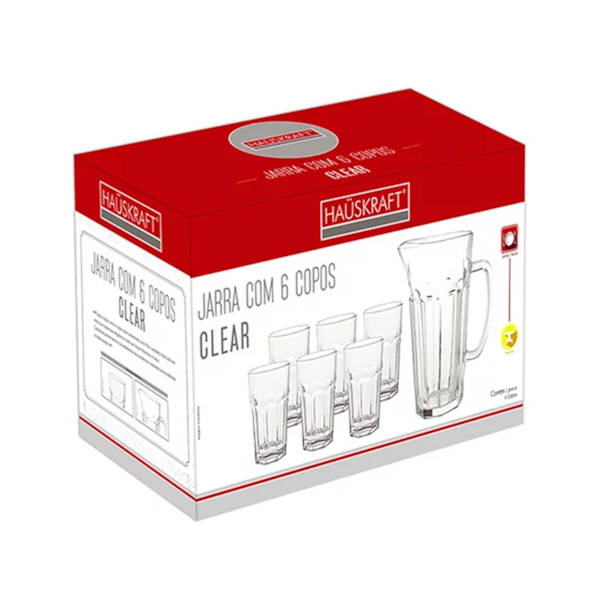 Conjunto de 6 Copos 300ml Clear com Jarra 1 L CJPS-075TR Hauskraft-430edcfd-690c-43bd-98ba-aec772e535d7
