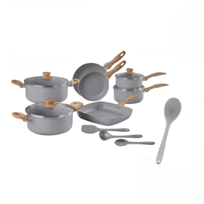 Conjunto de Panelas 10pç Easy Gris Ind + Colher de Silicone