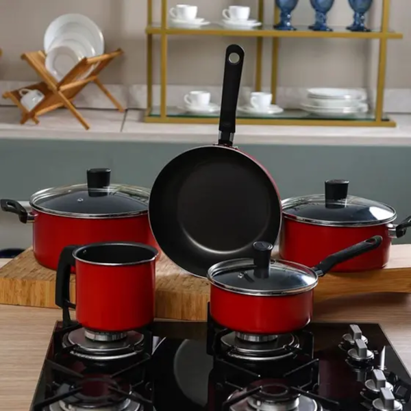Conjunto de Panelas  5 Peças Garlic Vermelho 7001/100 Brinox-3673d90f-8492-4a1b-985e-7c9d2a1f0d72