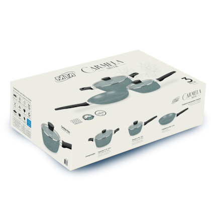 Conjunto de Panelas Carmela Silver Ceramic-Flon 3Pçs em Alumínio 8426 MTA-0d3159e3-5a1f-4470-82ef-6dd53b5b26fa