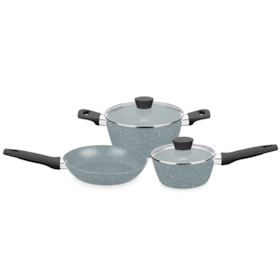 Conjunto de Panelas Carmela Silver Ceramic-Flon 3Pçs em Alumínio 8426 MTA