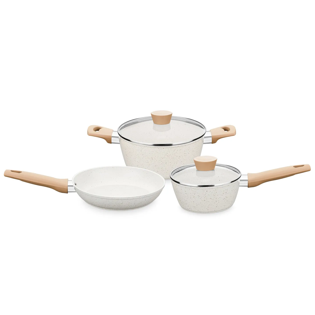 Conjunto de Panelas Carmela Vanilla 5 Peças Creme 8481 MTA Conjunto de Panelas Carmela Vanilla 5 Peças Creme 8481 MTA
