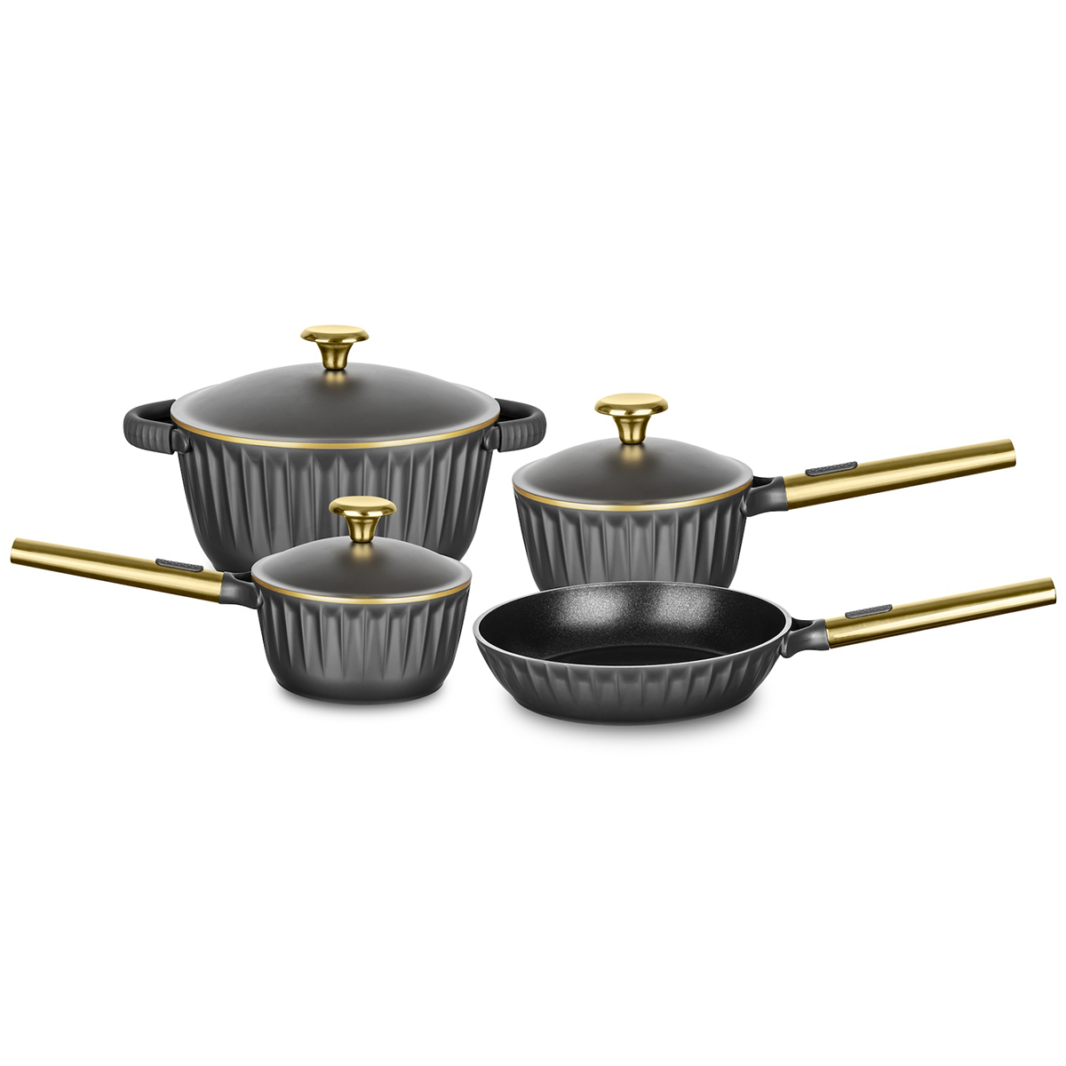 Conjunto de Panelas Concept Gold 4Pçs em Alumínio Injetado Preto C