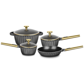 Conjunto de Panelas Concept Gold 4Pçs em Alumínio Injetado Preto C/Dourado 1212 MTA